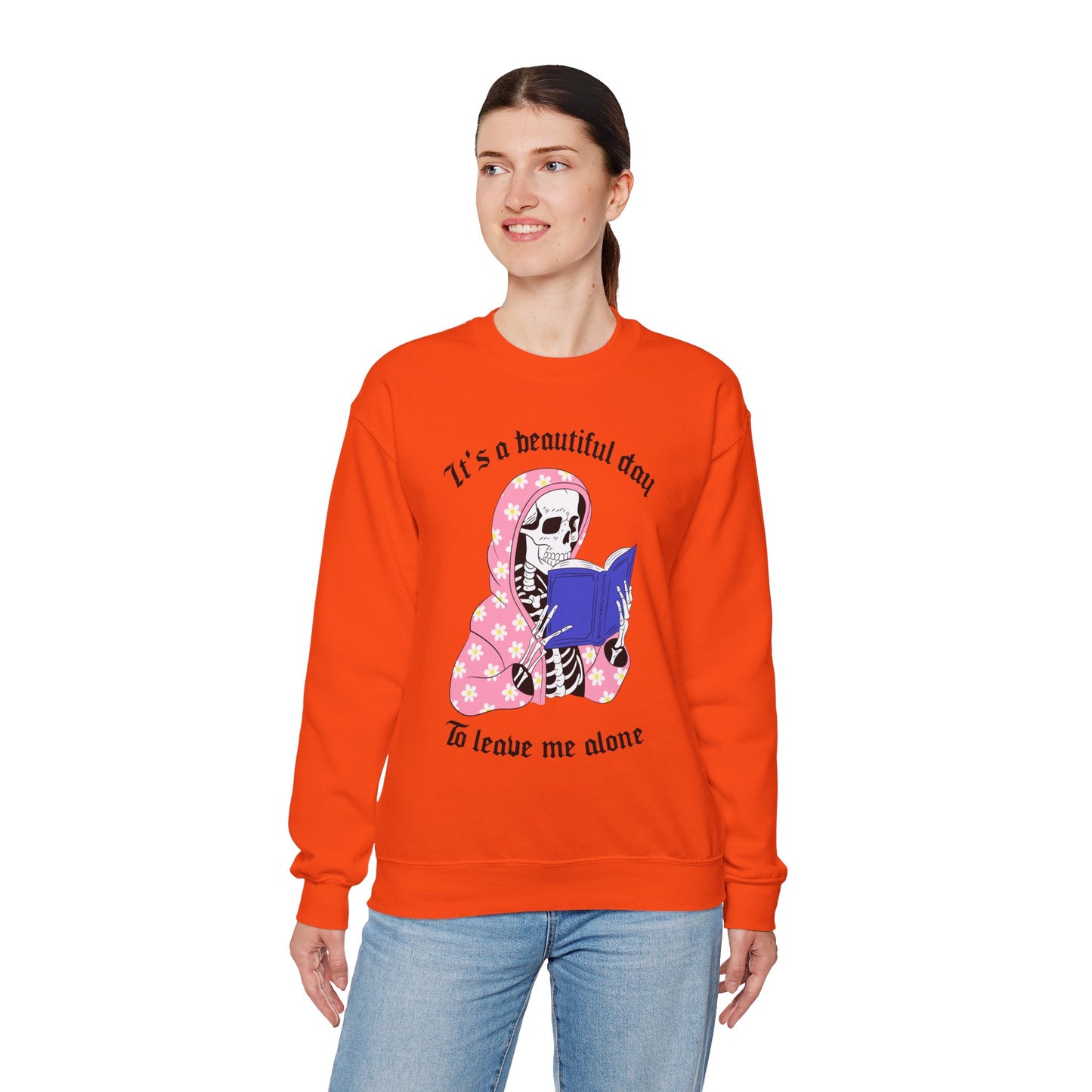 Unisex Heavy Blend™ Crewneck Sweatshirt - "It's a Beautiful Day to Leave Me Alone" Cozy Graphic