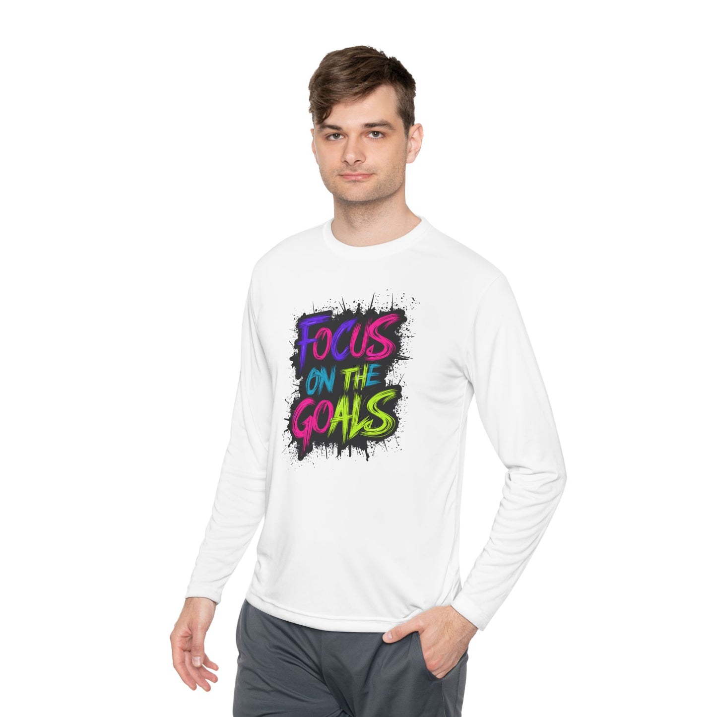 Unisex Long Sleeve Tee - "Focus on the Goals" Motivational Shirt, Fitness Apparel, Activewear, Gift for Athletes, Casual Wear