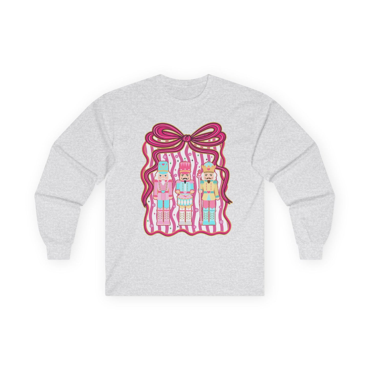 Long Sleeve Tee — Cute Kawaii Nutcracker Dolls with Bow Graphic