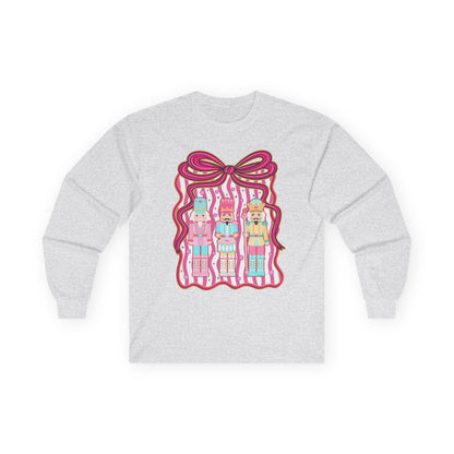 Long Sleeve Tee — Cute Kawaii Nutcracker Dolls with Bow Graphic