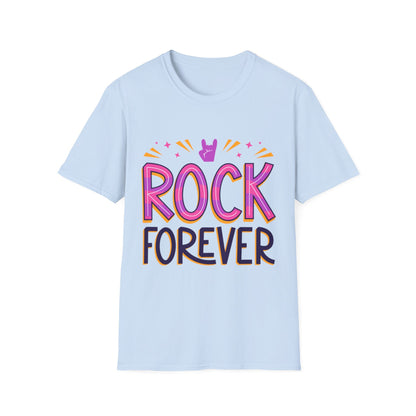 Rock Forever Unisex Softstyle T-Shirt, Music Lover Tee, Gift for Musicians, Festival Apparel, Rock Band T-Shirt