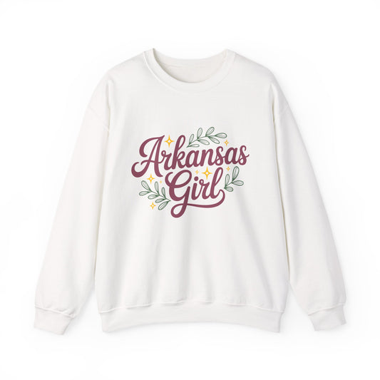 Sweatshirt — "Arkansas Girl" Floral Crewneck