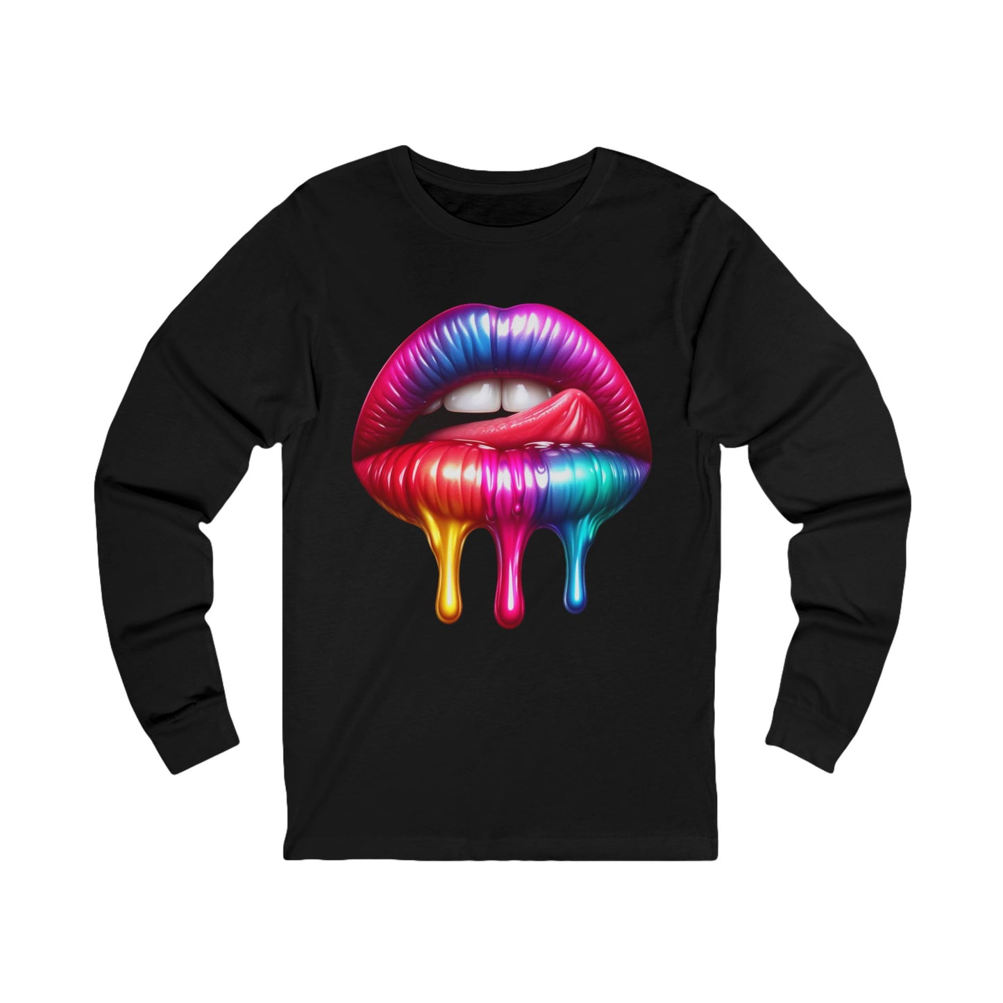 Colorful Dripping Lips Unisex Jersey Long Sleeve Tee