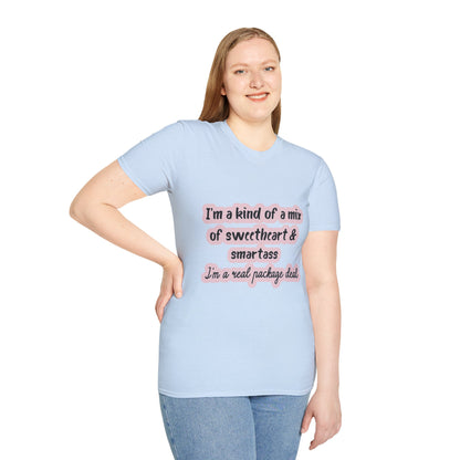 Funny Quote Unisex Softstyle T-Shirt - "I'm a mix of sweetheart & smartass"