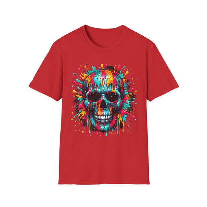 Colorful Drip Skull Unisex T-Shirt - Vibrant Graphic Tee for Art & Music Lovers