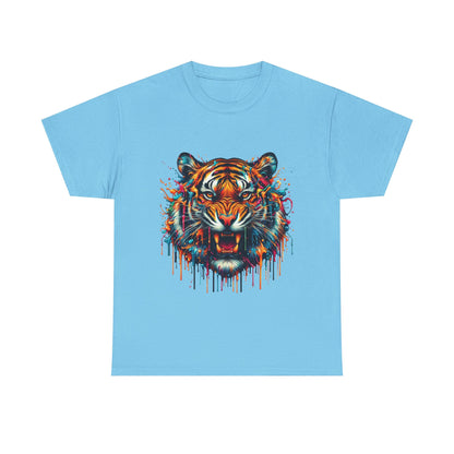 Fierce Tiger Unisex Heavy Cotton Tee - Vibrant Animal Graphic Shirt