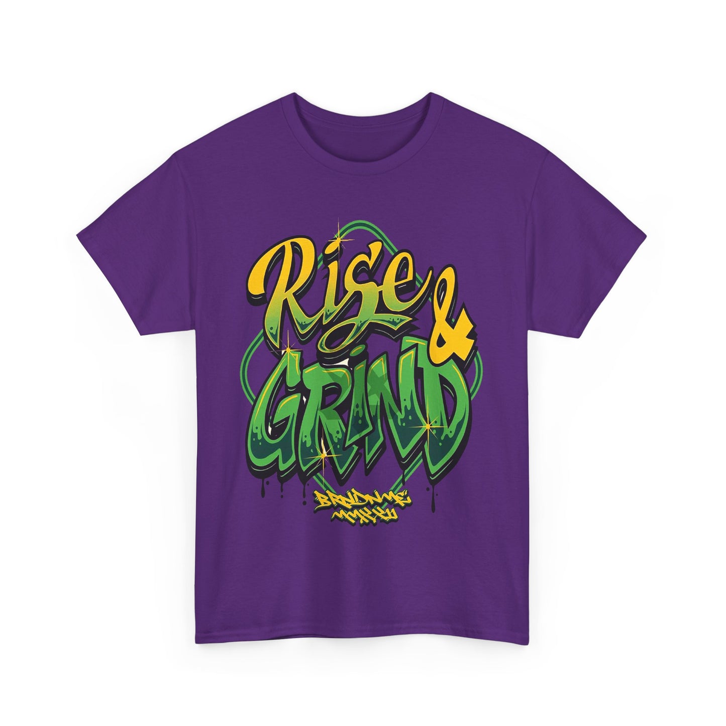 Rise & Grind Unisex Heavy Cotton Tee - Bold Graffiti Style Motivational T-Shirt