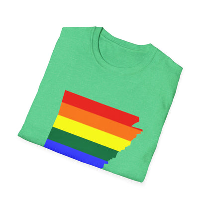 Pride Arkansas T-Shirt, Unisex Rainbow Tee, LGBTQ+ Apparel, Softstyle T-Shirt, Equality Shirt, Gift for Pride Month