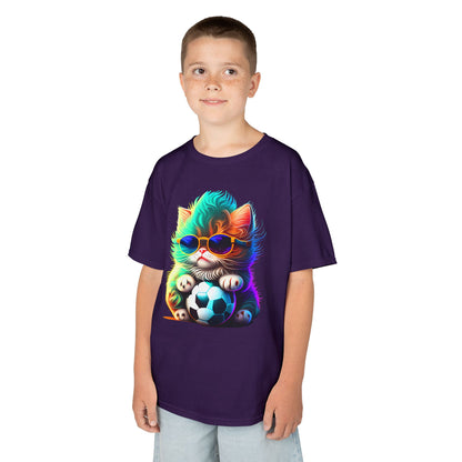 Cool Cat Soccer Kids Tee - Fun Heavy Cotton T-Shirt for Young Sports Fans