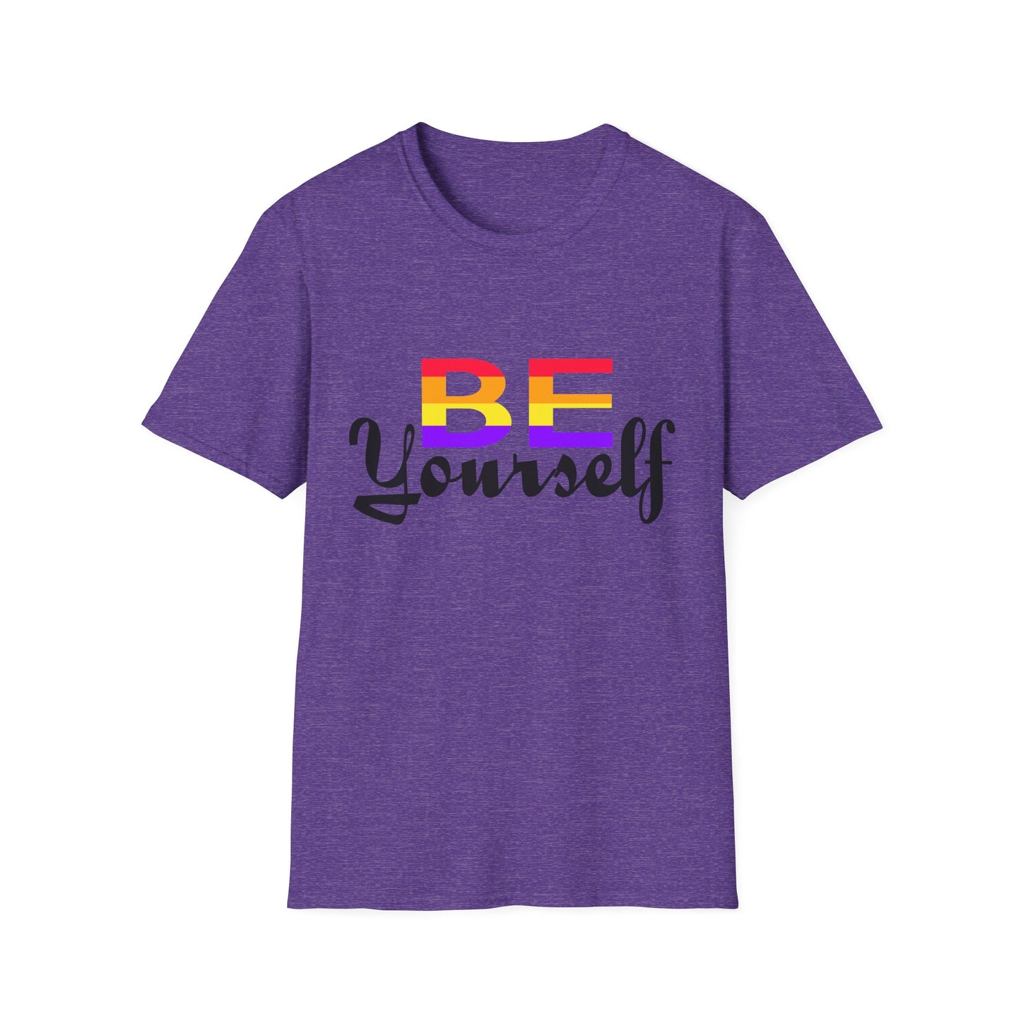 LGBTQ+ Pride Unisex T-Shirt, BE Yourself Quote Tee, Softstyle Graphic Shirt for Pride Month, Affirmation Apparel, Inclusive Fashion