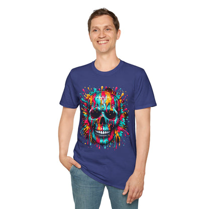 Colorful Drip Skull Unisex T-Shirt - Vibrant Graphic Tee for Art & Music Lovers