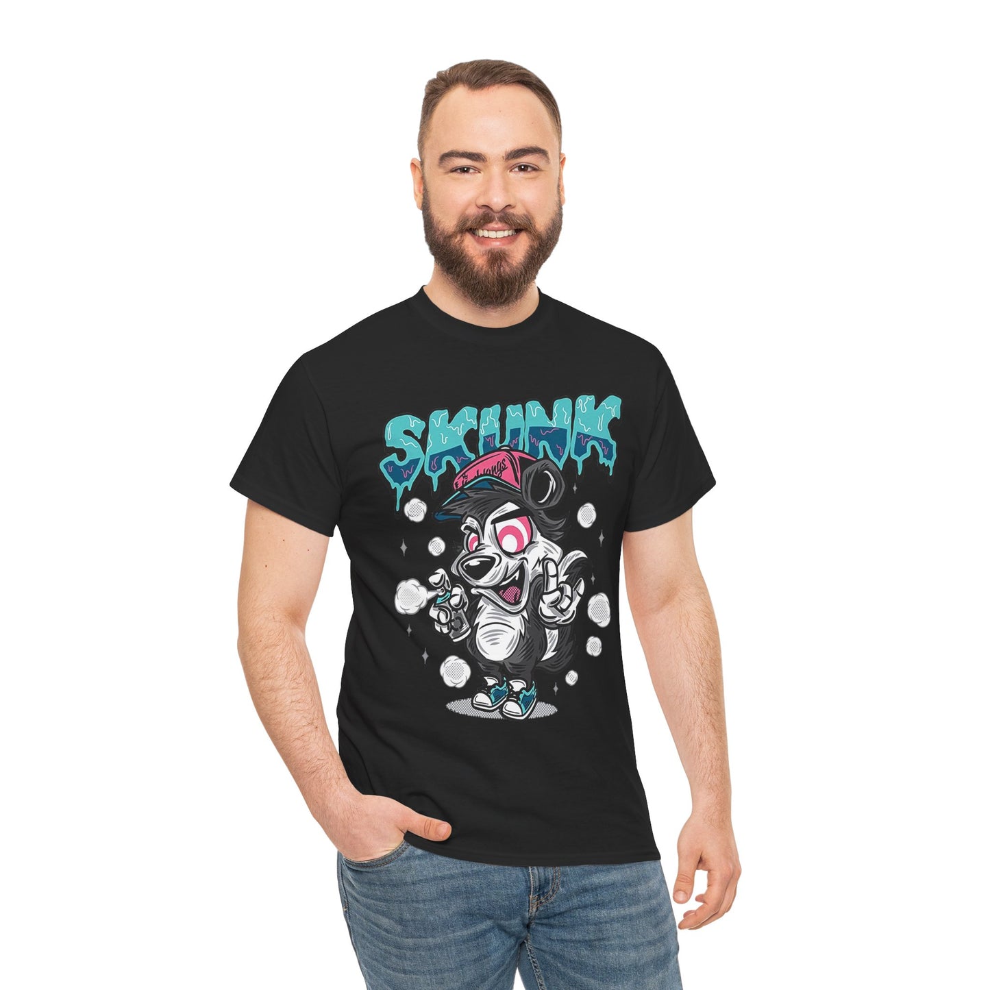 Cool Cartoon Graphic Tee - 'Skunk' Design, Unisex Heavy Cotton T-Shirt