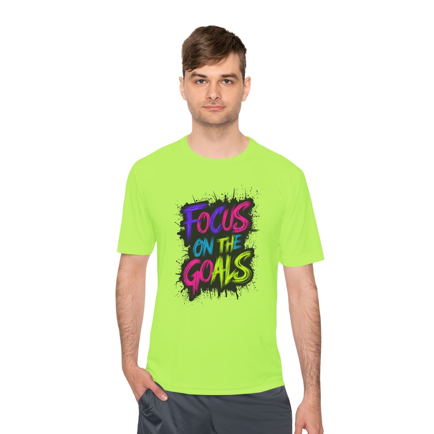 Colorful Motivational Fitness Tee for Active Lifestyle, Gym Shirt, Workout Shirt, Gift for Athletes, Focus on the Goals