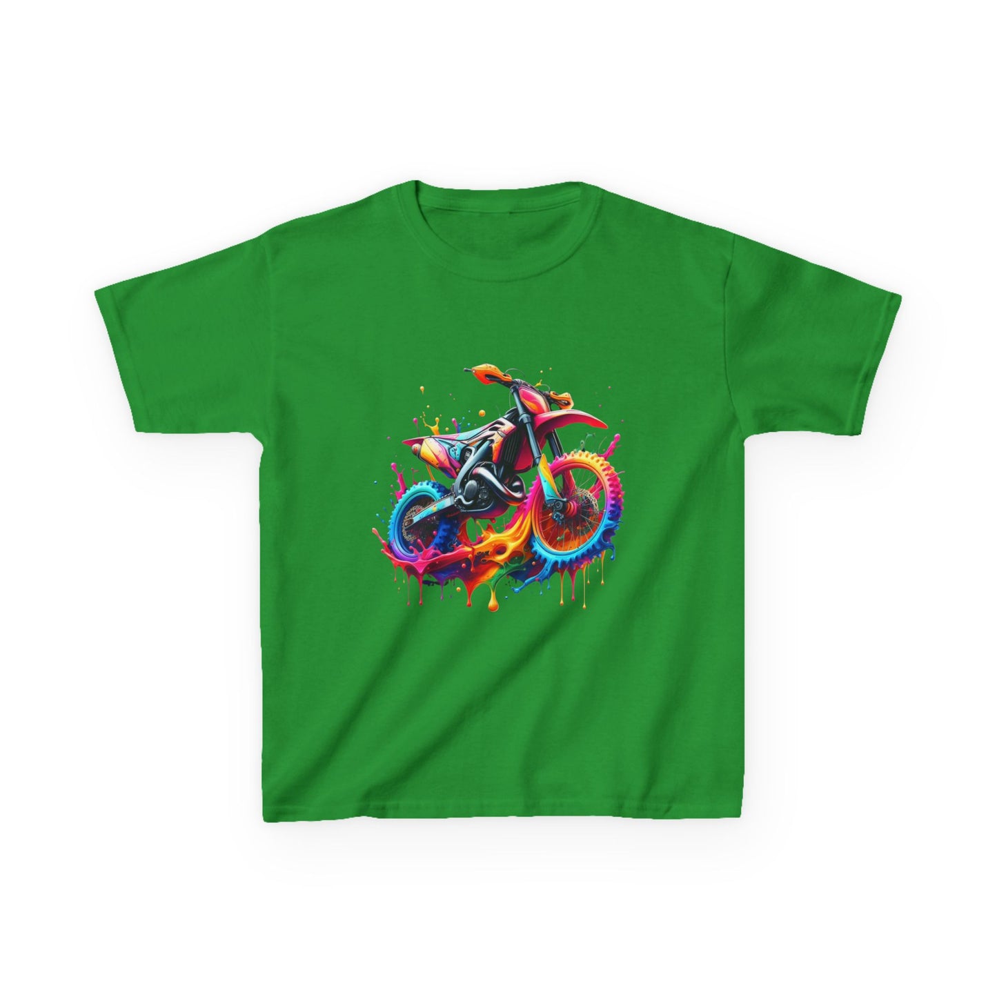 Kids' Motorcycle Graphic Tee - Vibrant Splash Design