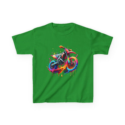 Kids' Motorcycle Graphic Tee - Vibrant Splash Design