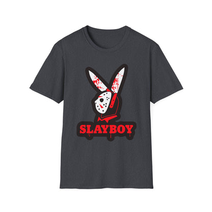 Slayboy Graphic Tee, Unisex Softstyle T-Shirt for Horror Fans, Cosplay Outfit, Halloween Costume, Casual Streetwear