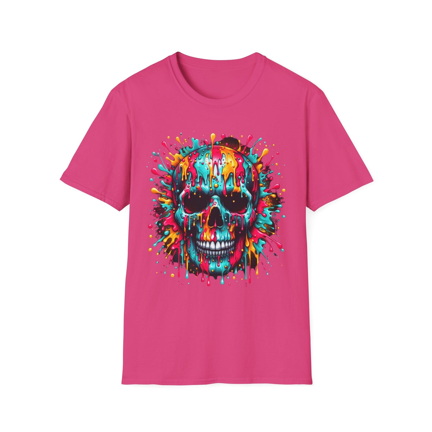 Colorful Drip Skull Unisex T-Shirt - Vibrant Graphic Tee for Art & Music Lovers