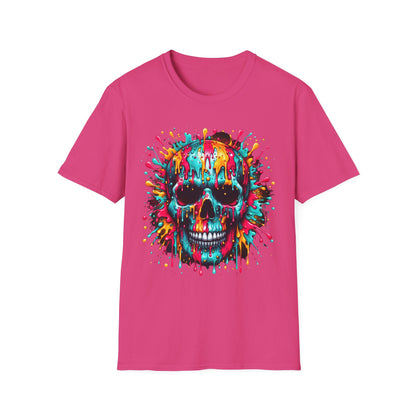Colorful Drip Skull Unisex T-Shirt - Vibrant Graphic Tee for Art & Music Lovers