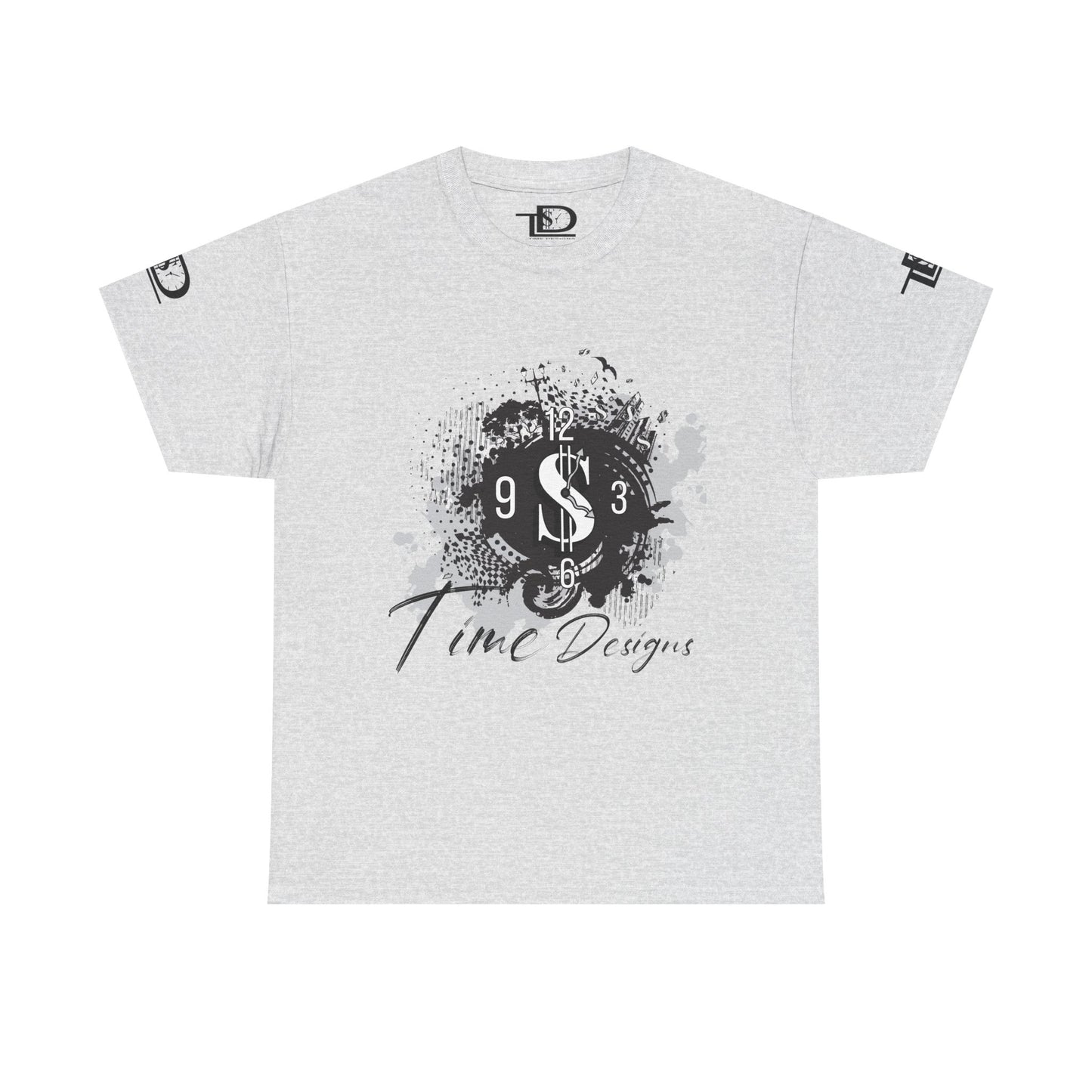 Unisex Heavy Cotton Tee - Time Designs Dollar Clock Graphic T-Shirt