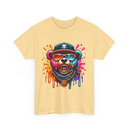 Vibrant Bear Graphic Unisex Heavy Cotton Tee - Casual Streetwear for Everyday Style