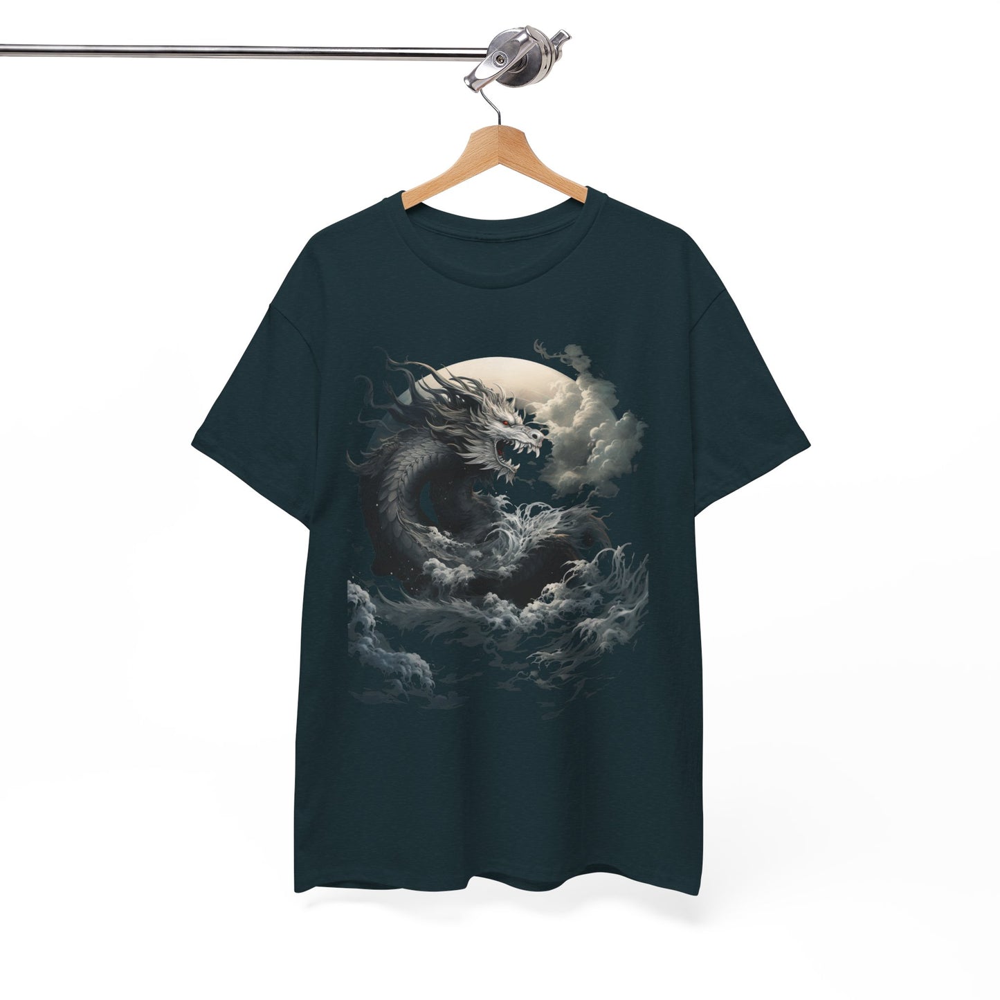 Dragon Moon Unisex Heavy Cotton Tee - Mystical Night Sky Apparel