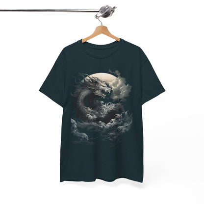 Dragon Moon Unisex Heavy Cotton Tee - Mystical Night Sky Apparel
