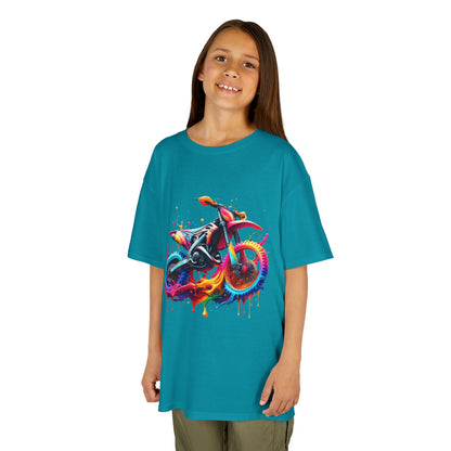 Kids' Motorcycle Graphic Tee - Vibrant Splash Design