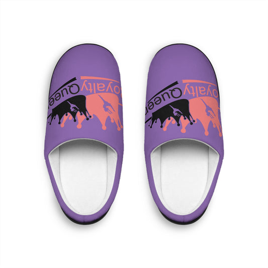 Royalty Queen Women's Indoor Slippers — Purple Cozy Slip-On with Crown Logo