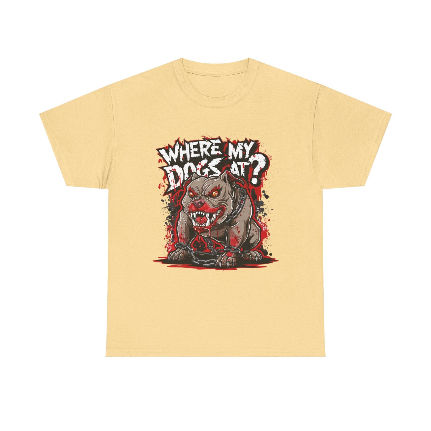Unisex Graphic Tee - "Where My Dogs At?" Horror Style, Perfect for Halloween, Dog Lovers, Casual Wear