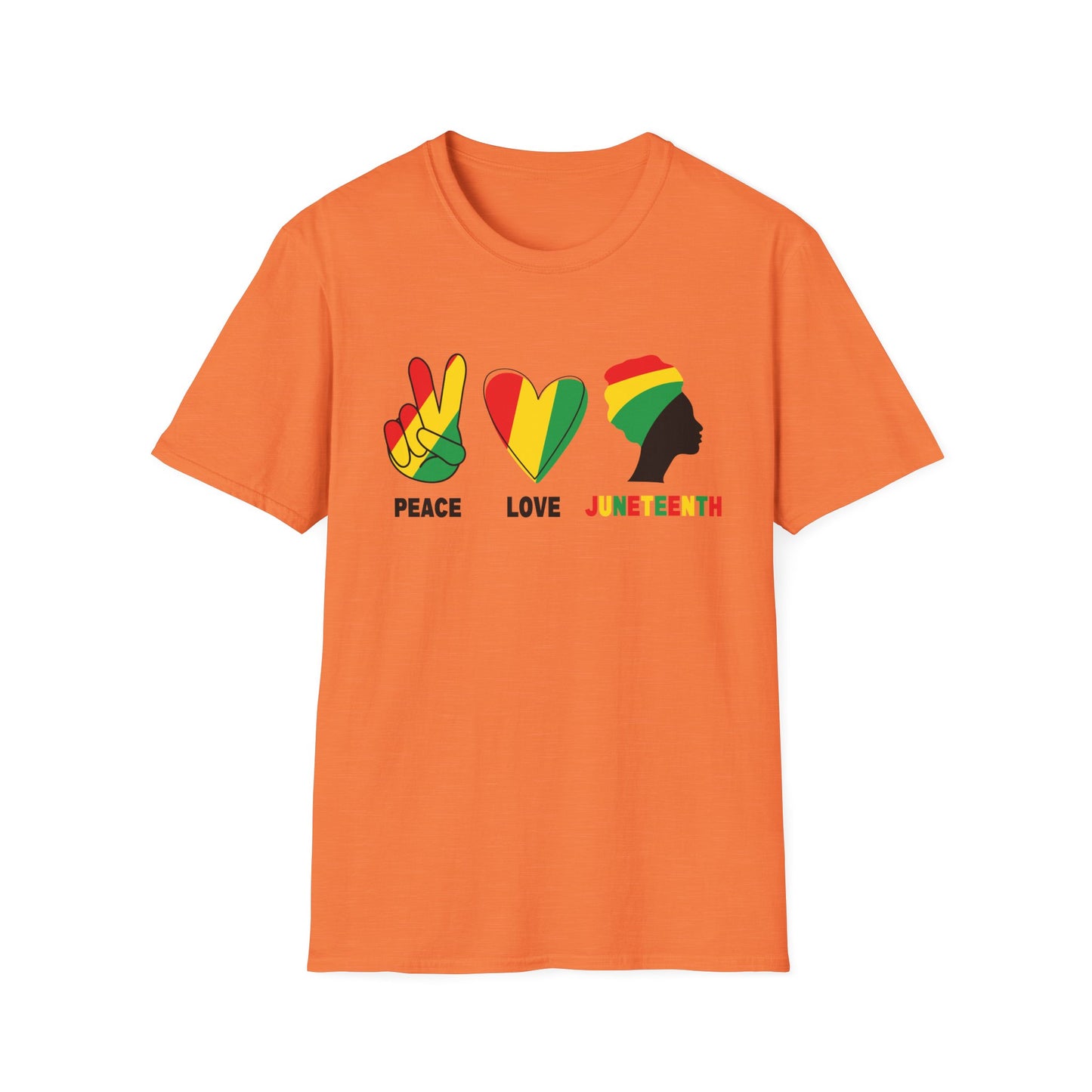 Juneteenth Peace Love Unisex Softstyle T-Shirt, Graphic Tee, Black History Month, Celebration Wear, Gift for Activists