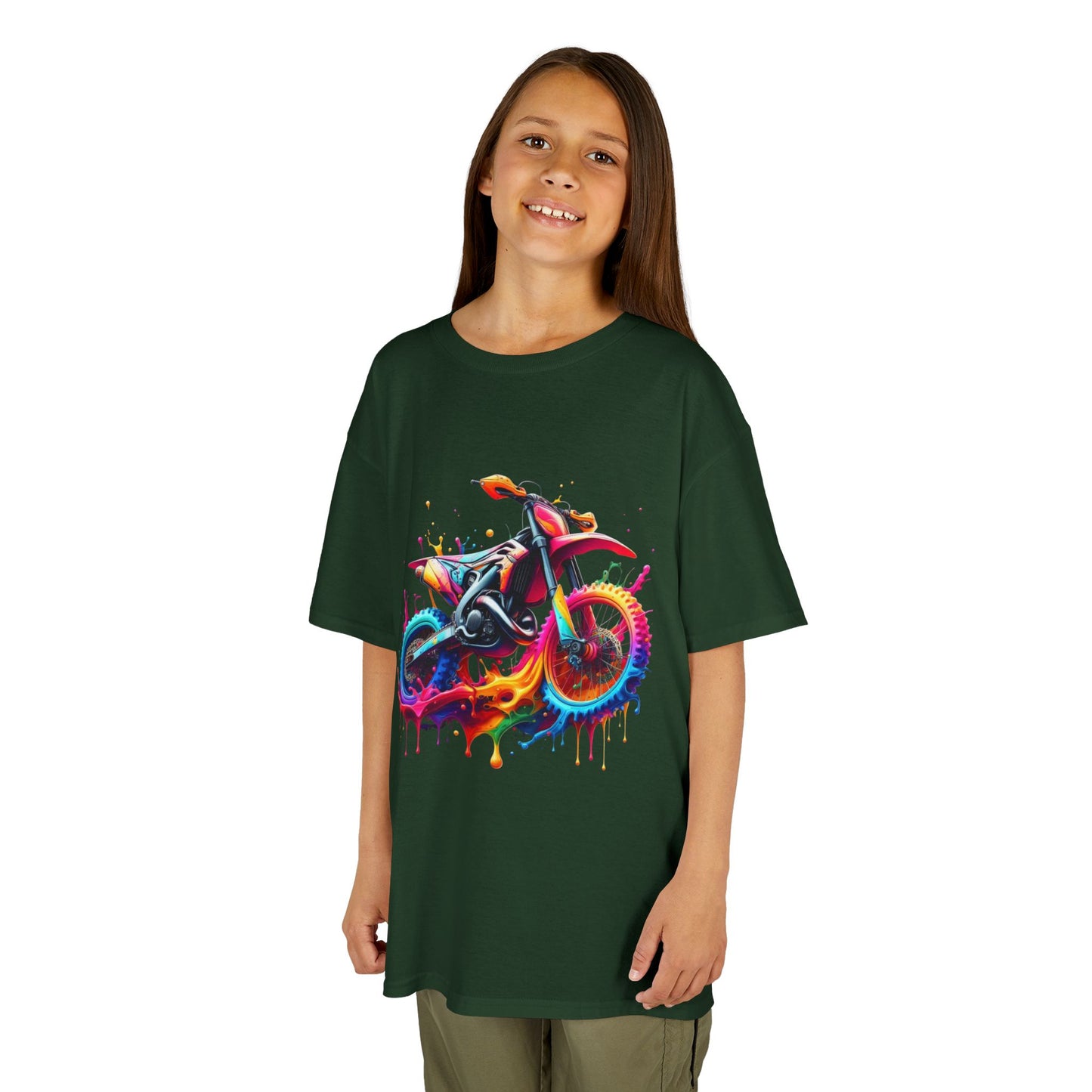 Kids' Motorcycle Graphic Tee - Vibrant Splash Design