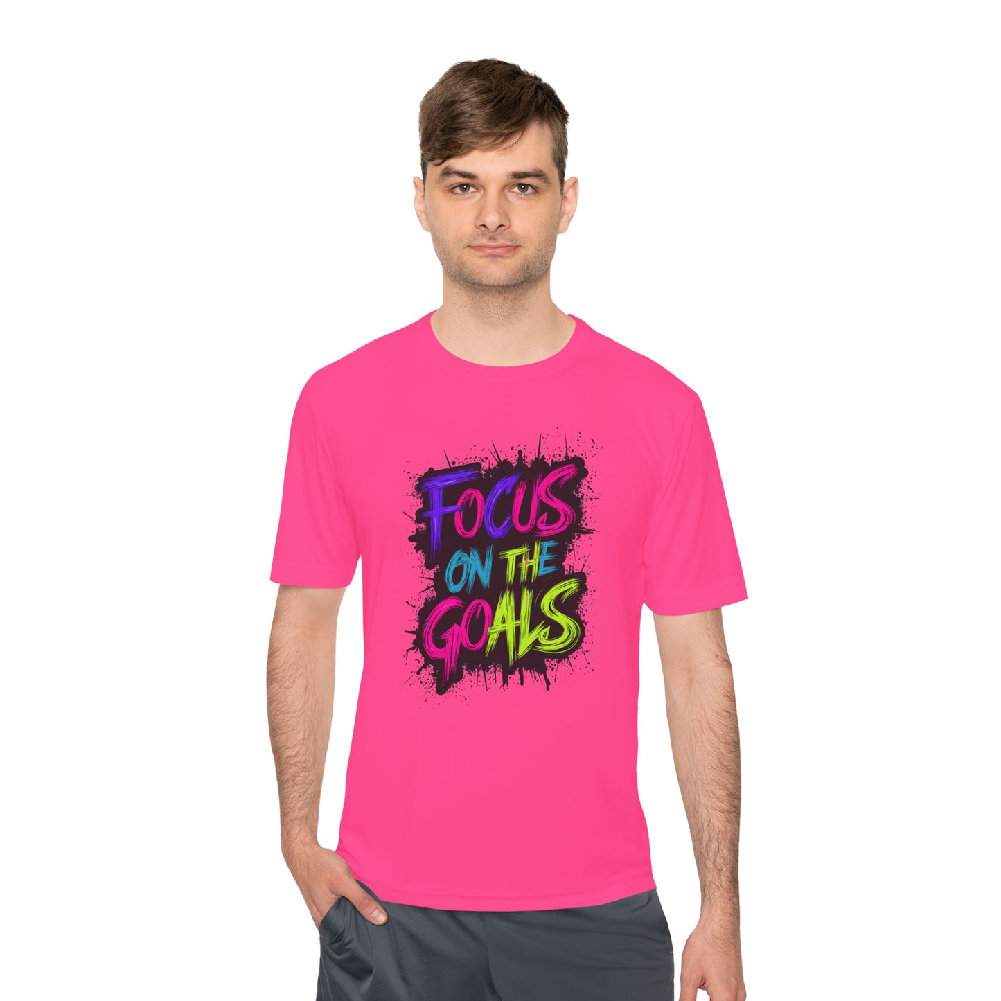 Colorful Motivational Fitness Tee for Active Lifestyle, Gym Shirt, Workout Shirt, Gift for Athletes, Focus on the Goals