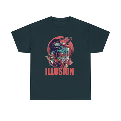 Artistic Unisex Heavy Cotton Tee - 'ILLUSION' Graphic Design