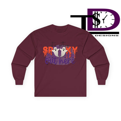 Spooky Vibes Unisex Long Sleeve Tee, Halloween Shirt, Fall Apparel, Ghost Design, Cozy Outfit