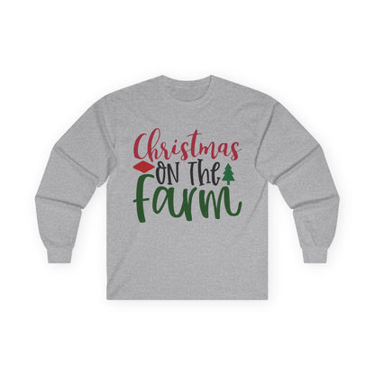 Christmas On The Farm Long Sleeve Tee, Holiday Shirt, Unisex Cotton Tee, Christmas Apparel, Farmhouse Style Shirt, Gift for Him/Her