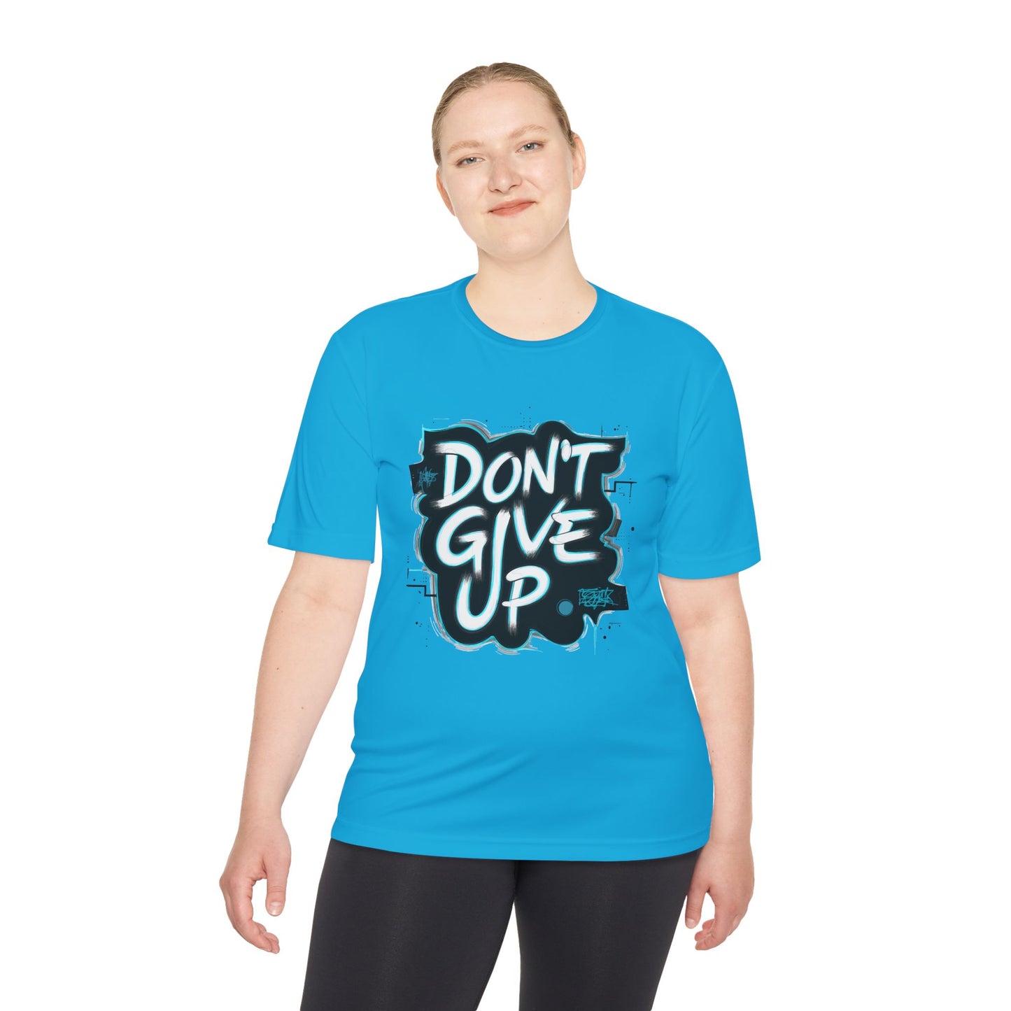 Motivational Wicking Tee – Don't Give Up, Gym Shirt, Fitness Apparel, Inspirational Top, Workout Gear, Casual Wear