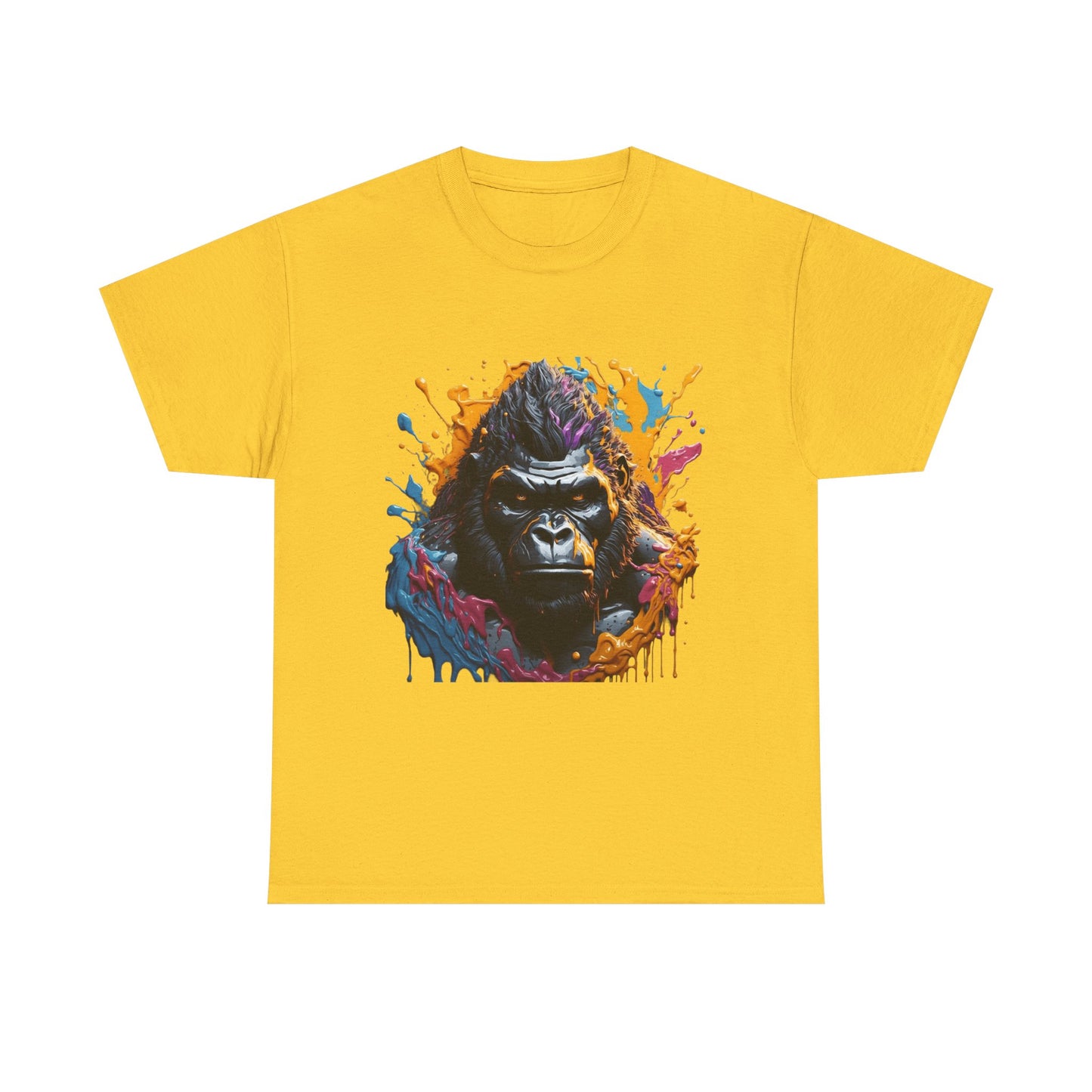 Colorful Gorilla Art Unisex Heavy Cotton Tee - Bold Graphic Tee for Animal Lovers