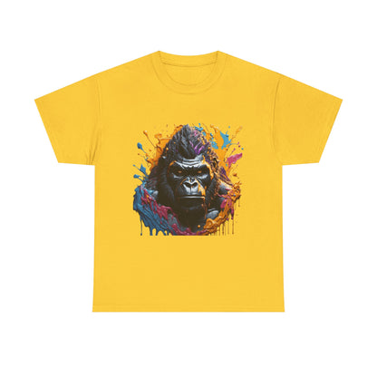 Colorful Gorilla Art Unisex Heavy Cotton Tee - Bold Graphic Tee for Animal Lovers