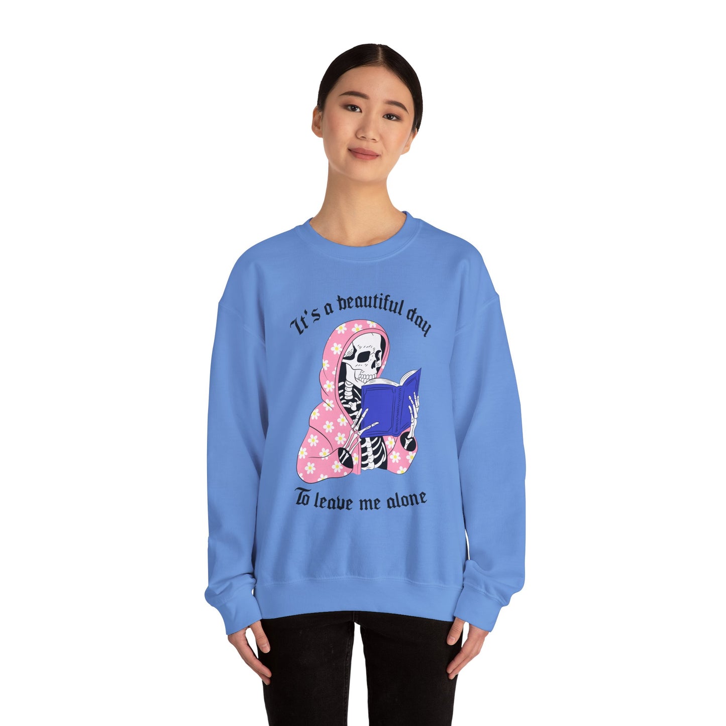 Unisex Heavy Blend™ Crewneck Sweatshirt - "It's a Beautiful Day to Leave Me Alone" Cozy Graphic