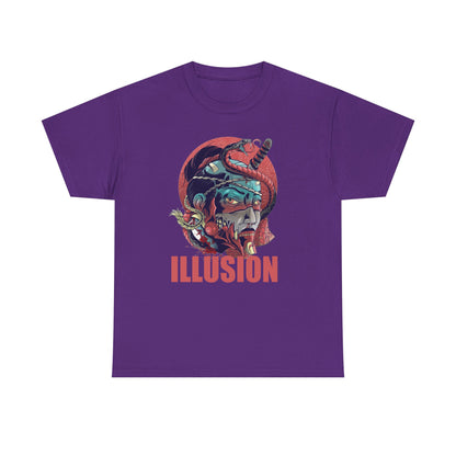 Artistic Unisex Heavy Cotton Tee - 'ILLUSION' Graphic Design
