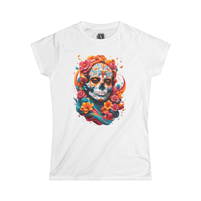 Colorful Day of the Dead Skull Women's Tee - Festival & Celebration Shirt