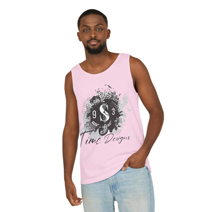 Unisex Garment-Dyed Tank Top with Time Designs - Casual Summer Wear, Beach Outfit, Gift for Friends, Vacation Essentials, Relaxed Style