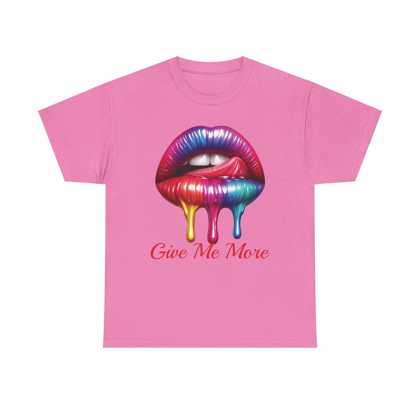 Rainbow Lips Graphic Unisex Heavy Cotton Tee - "Give Me More"