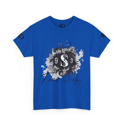 Unisex Heavy Cotton Tee - Time Designs Dollar Clock Graphic T-Shirt