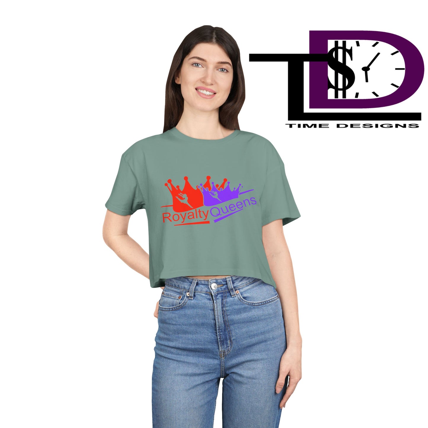 Royalty Queens Women's Crop Tee - Fun Summer Style, Casual Streetwear, Gift for Her, Festival Outfit, Vivid Crown Design