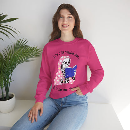 Unisex Heavy Blend™ Crewneck Sweatshirt - "It's a Beautiful Day to Leave Me Alone" Cozy Graphic