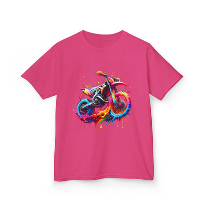 Kids' Motorcycle Graphic Tee - Vibrant Splash Design