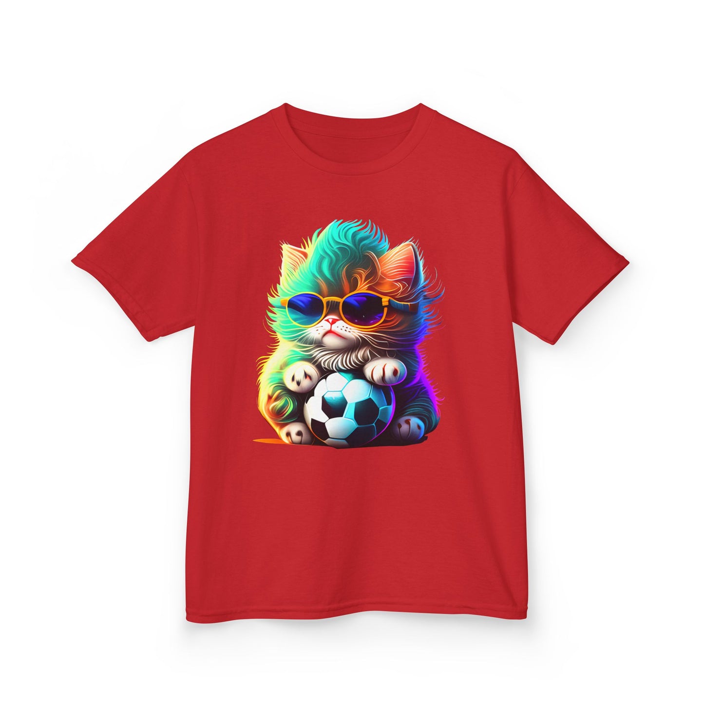 Cool Cat Soccer Kids Tee - Fun Heavy Cotton T-Shirt for Young Sports Fans