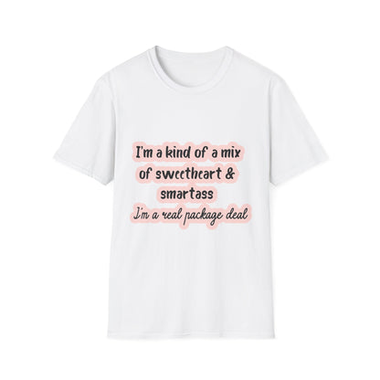 Funny Quote Unisex Softstyle T-Shirt - "I'm a mix of sweetheart & smartass"
