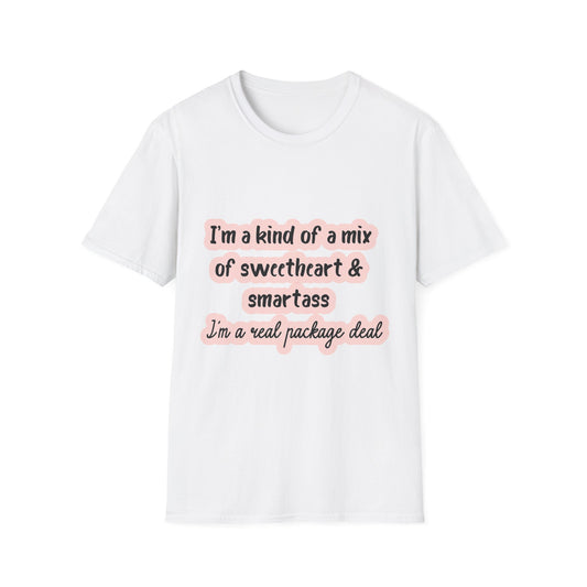 Funny Quote Unisex Softstyle T-Shirt - "I'm a mix of sweetheart & smartass"